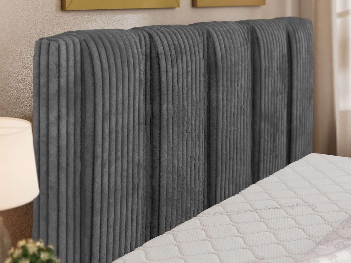 POLSTERBETT SAVINO CLASSIC 200/200 - Grau Cord - Multipocket-Matratze - Schwarz/Grau, Kunststoff/Textil (200/200cm) - MKS