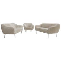 SITZGARNITUR PIRS 3+3+1 - Beige Cord - Weiße Beine - Beige/Creme, Holzwerkstoff/Textil (180/75/74cm) - MKS