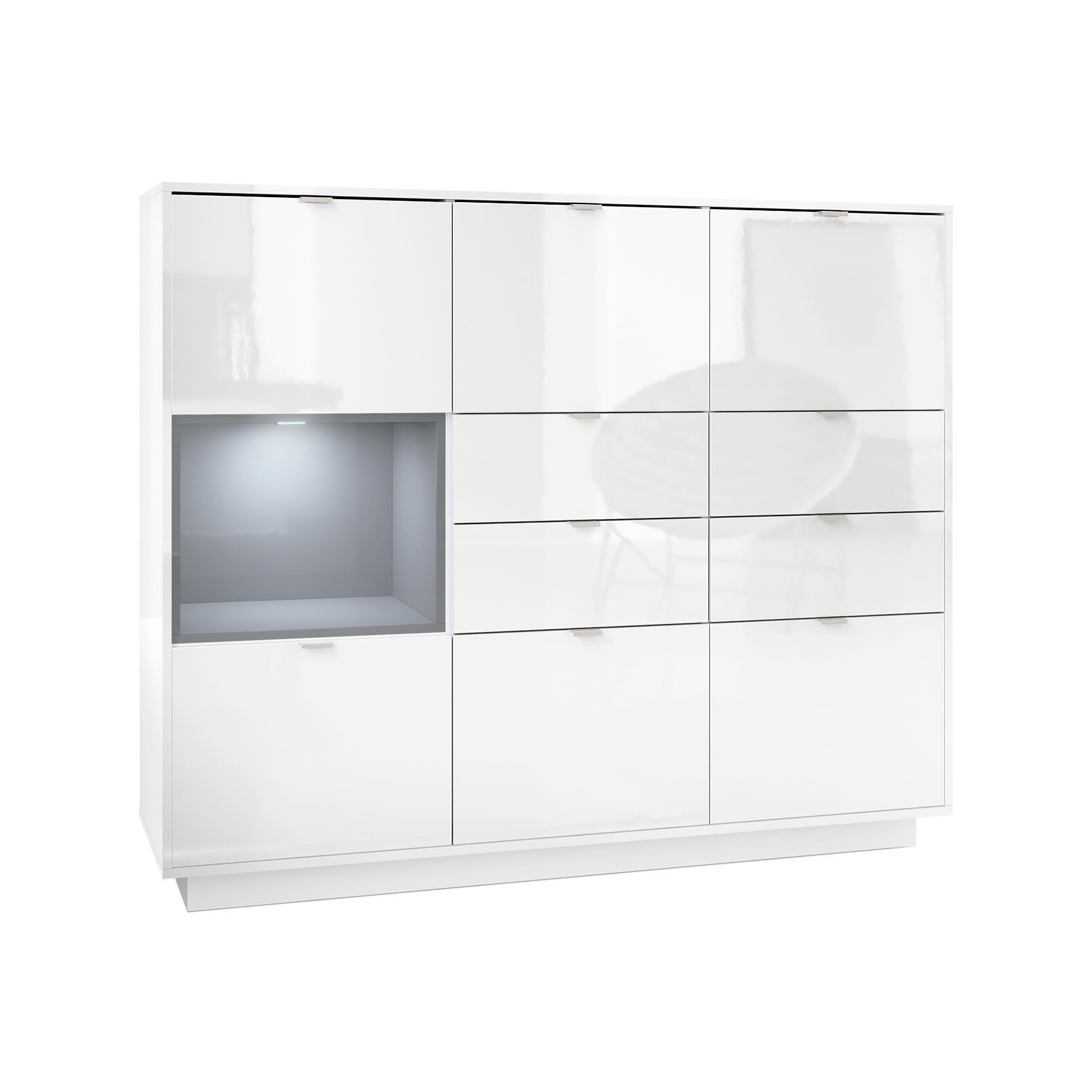 HIGHBOARD Metro Einsatz in Grau Hochglanz - Grau, Holzwerkstoff (153/123/37cm) - Vladon