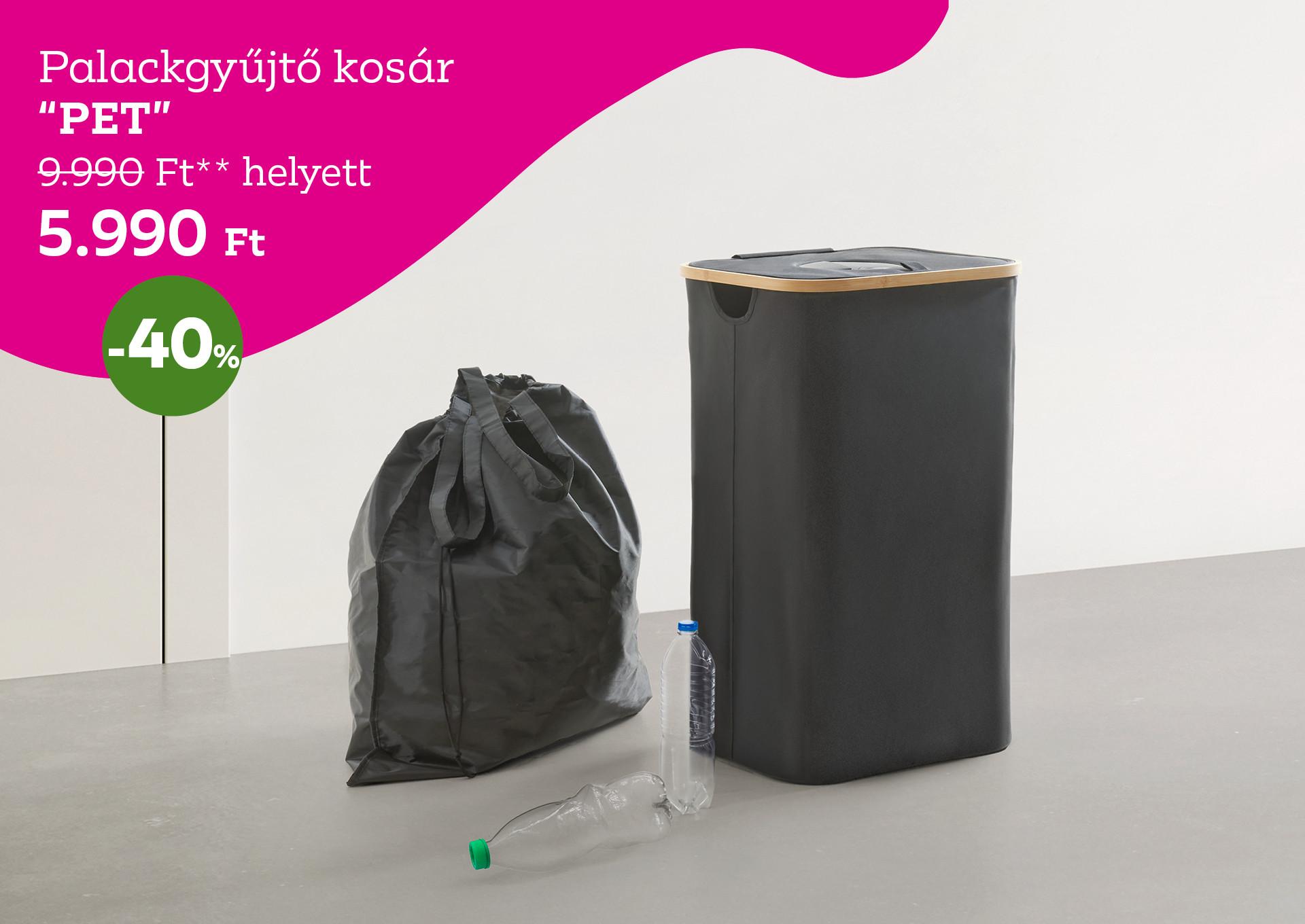 Palackgyűjtő kosár PET 9990 Forint helyett 5990 Forint, kedvezmény mértéke 40%