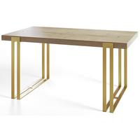 RECHTECKIGER Esszimmertisch ROSA, ausziehbarer Tisch, Größe: 180-280X90X77 cm, Wohnzimmertisch Farbe: HALIFAX, mit Metallbeinen in Farbe Gold - Goldfarben/Naturfarben, Holzwerkstoff (180/90/77cm) - Alpi-Möbel