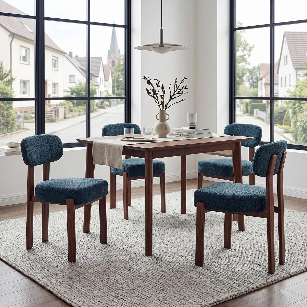 ESSZIMMERSTUHL 2ER-SET aus Leinenstoff mit gebogener Rückenlehne und dicker Polsterung - Schwarz, Textil (49/82.5/57cm) - Urban Meuble