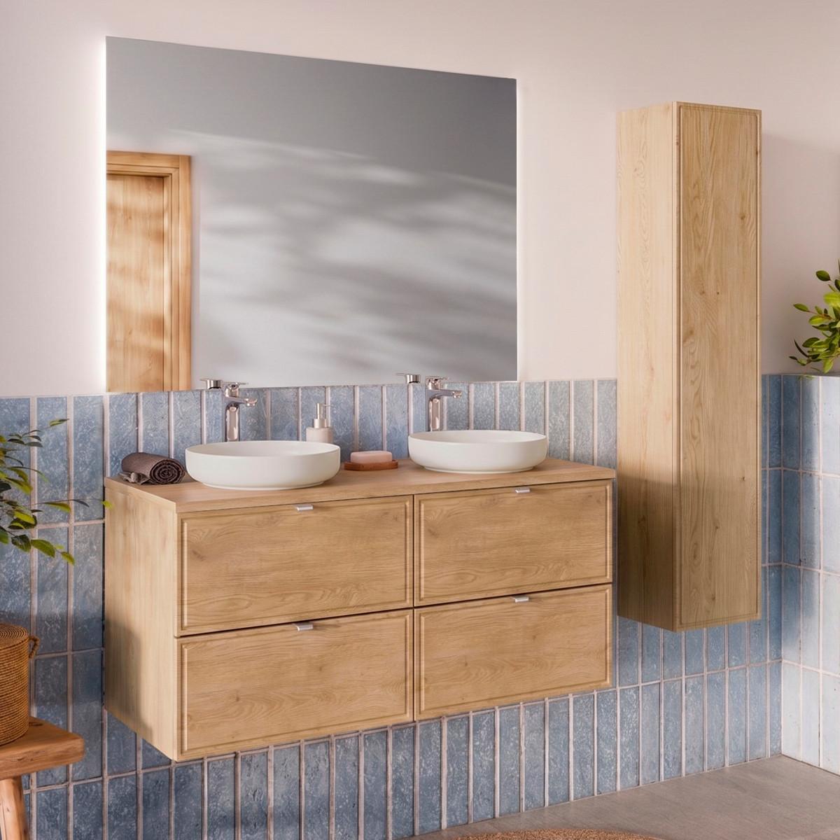 BADMÖBEL 120cm Elias 2er-Set Holz - Braun, Holzwerkstoff (120/52.2/46cm) - Petits-meubles