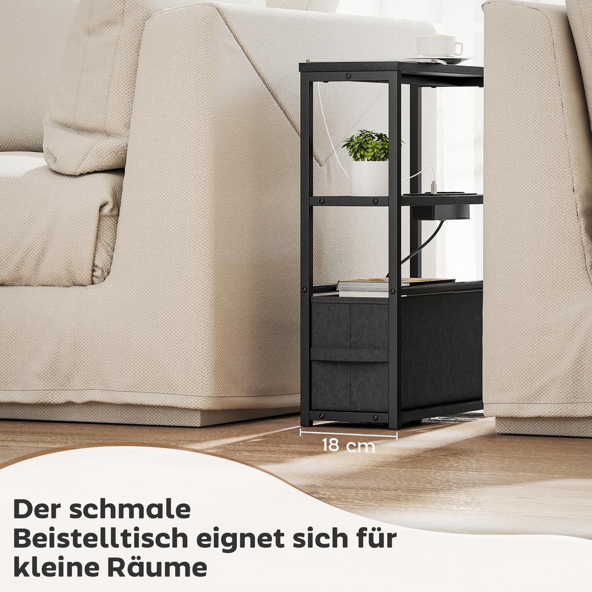 BEISTELLTISCH MDF Stahl Schwarz - Schwarz, Holzwerkstoff (45/18/60.2cm) - HOMCOM