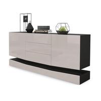 SIDEBOARD City Fronten in Sandgrau Hochglanz - Sandfarben, Holzwerkstoff (178/82/39cm) - Vladon