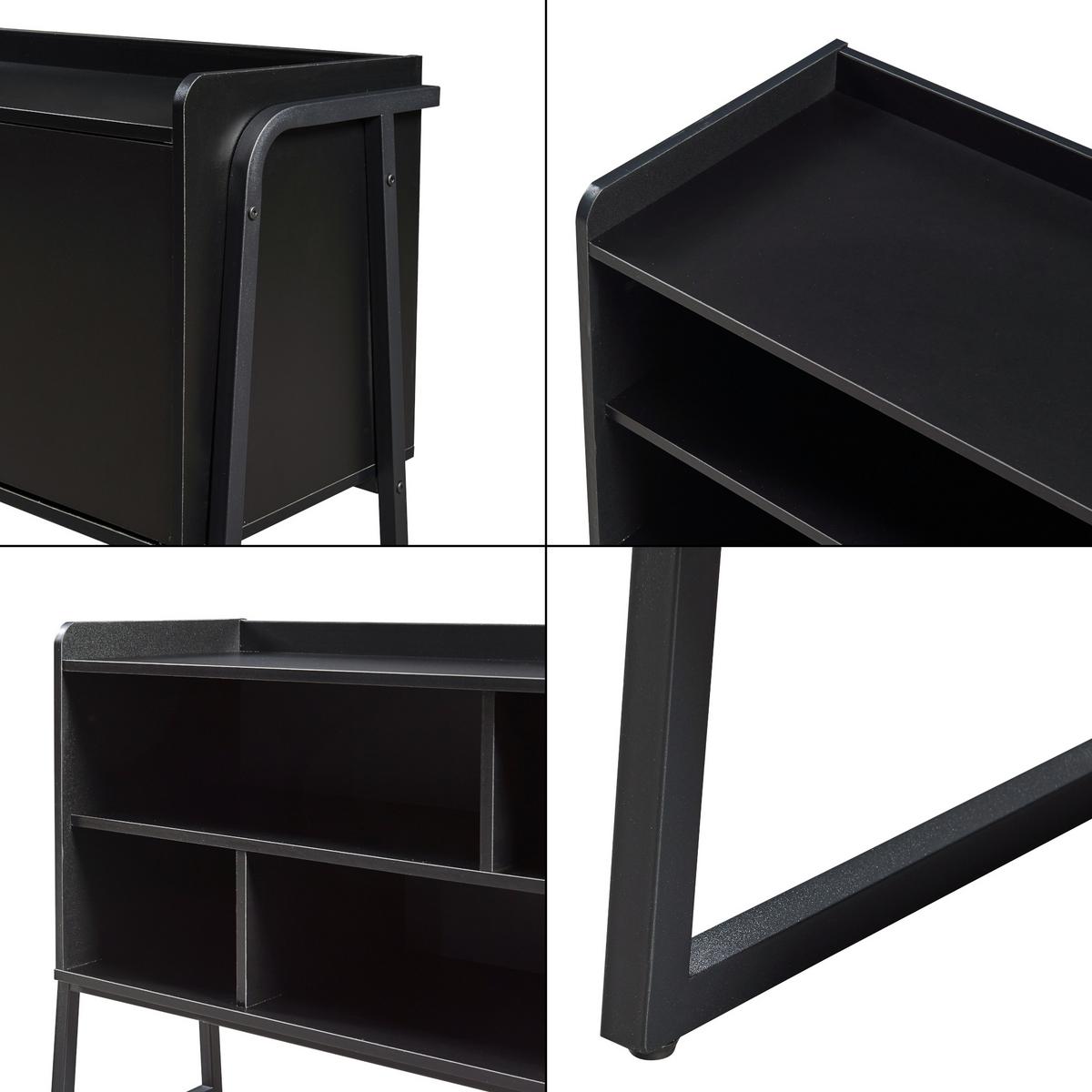 FERNSEHSCHRANK Storfjord - Schwarz, Holzwerkstoff/Metall (33.5/63/120cm) - [en.casa]