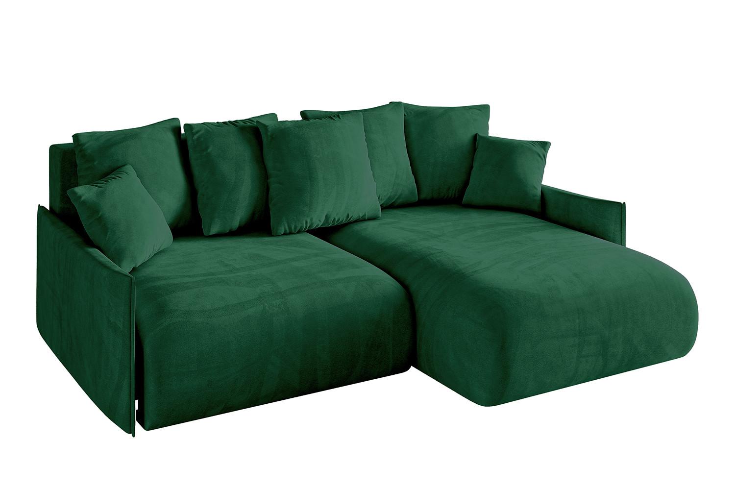 ECKSOFA Ottomane rechts ONESK-L-v1 216x177x72 Grün Velours - Grün, Holzwerkstoff/Kunststoff (177/216cm) - ALTDECOR