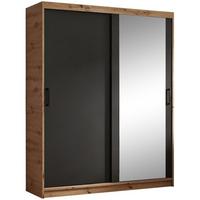 SCHWEBETÜRENSCHRANK Hela mit 2 Türen. 160 cm, eiche Artisan+Schwarz - Schwarz/Eiche Artisan, Holzwerkstoff (160/205/60cm) - Beautysofa