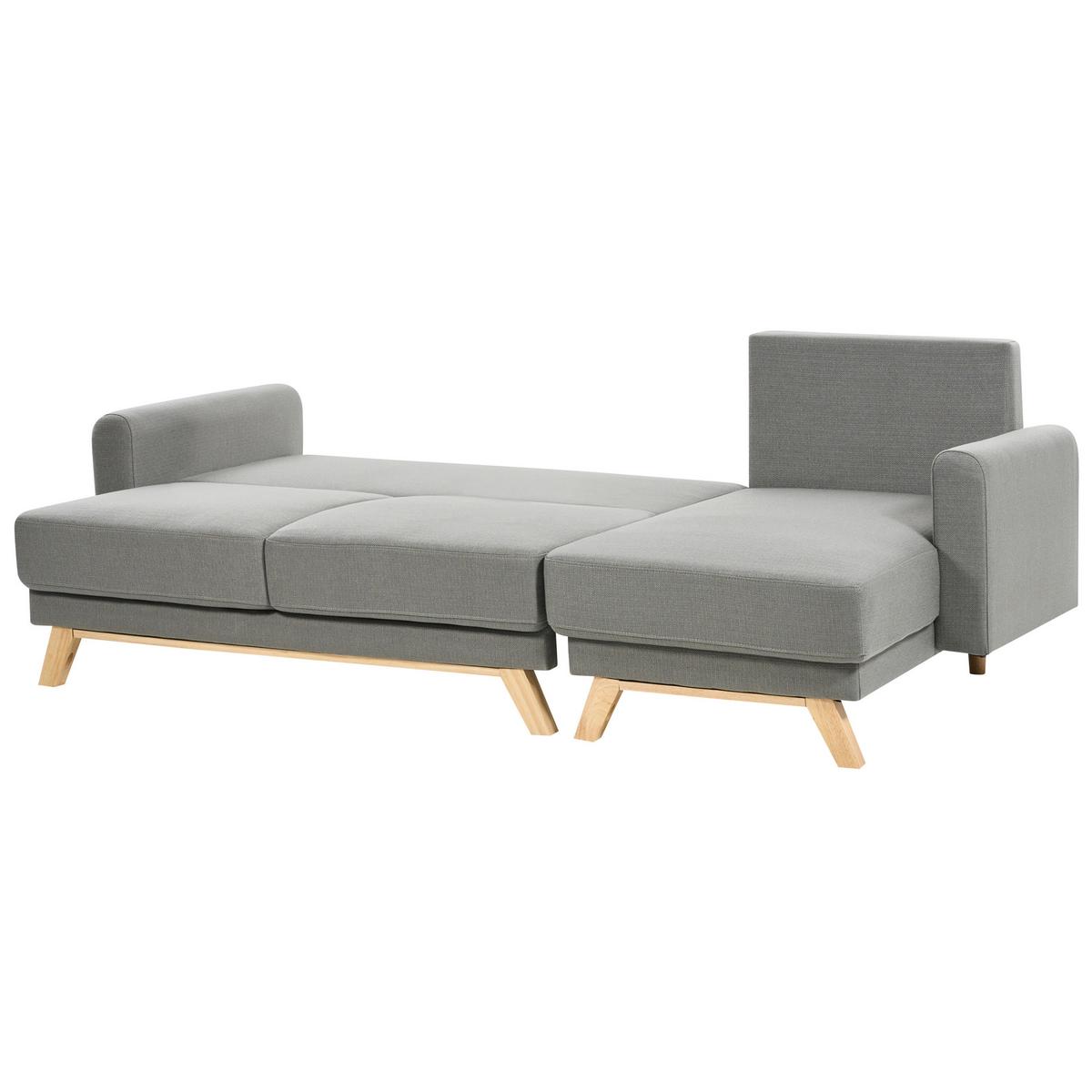 3-SITZER-ECKSOFA grau rechtsseitig mit Schlaffunktion Stauraum Siro - Hellbraun/Grau, Textil (240/142cm) - Beliani