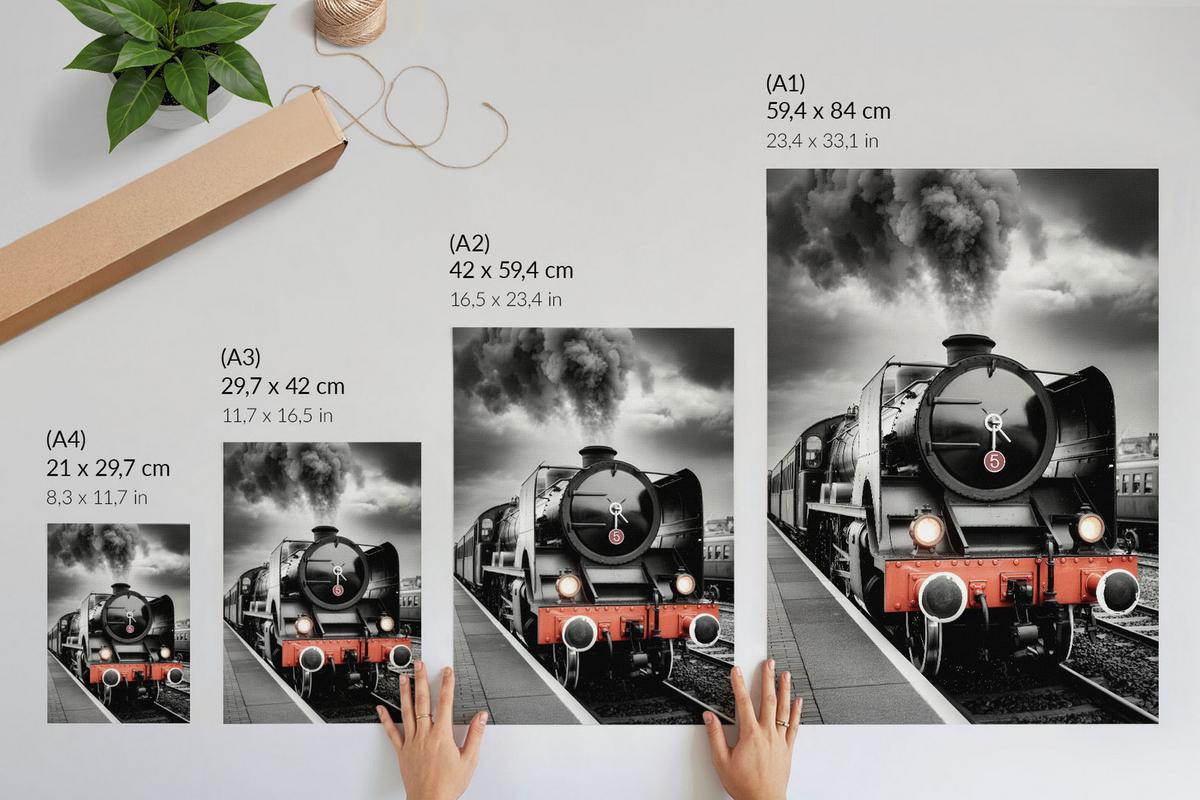 POSTER - 21x29 cm - Warum? - Dampflok - Schwarz, Textil (21/29.7/0.1cm) - TULUP