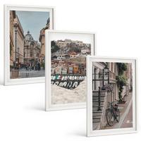 BILDER SET 3er Set - 40x60 cm Weißer Rahmen - Die charmanten Straßen des Hafens der Stadt - Weiß, Kunststoff (40/60cm) - TULUP