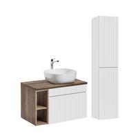 BADMÖBEL 80cm Zelie 2er-Set Weiß - Weiß, Holzwerkstoff (80/48/46cm) - Petits-meubles