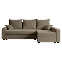 ECKSOFA mit Schlaffunktion und Bettkasten ALESIA-L 231x140x90 cm Braun Velours - Silberfarben/Braun, Holzwerkstoff/Kunststoff (231/140cm) - ALTDECOR