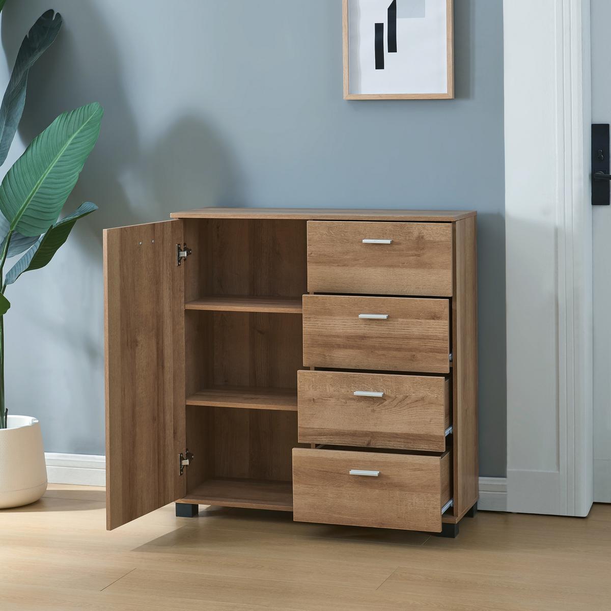 SIDEBOARD Döbritz - Eichefarben, Holzwerkstoff (80/84/28cm) - [en.casa]
