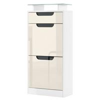 SCHUHSCHRANK Fiesta Creme Hochglanz / Schwarz Hochglanz - Creme, Holzwerkstoff (46/104/23cm) - Vladon