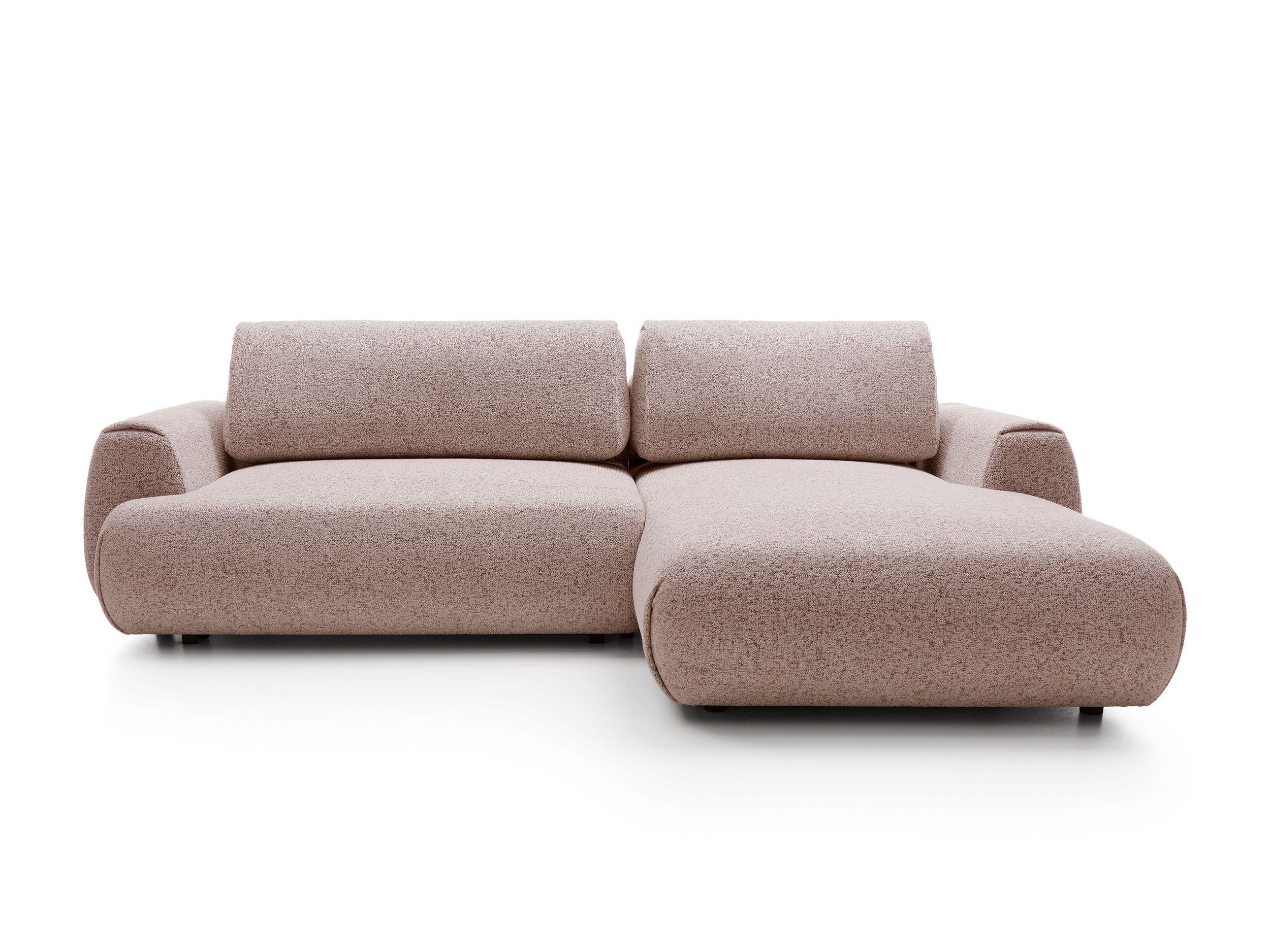 ECKSOFA ZEST Rosa Geflochtener Stoff mit Schlaffunktion - Rosa, Holz (270/167cm) - MASSENO