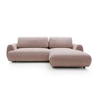 ECKSOFA ZEST Rosa Geflochtener Stoff mit Schlaffunktion - Rosa, Holz (270/167cm) - MASSENO