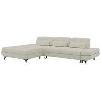 ECKSOFA ALVENO L - Creme Schenille glatt - Links Seite - Creme/Schwarz, Textil/Metall (218/344cm) - MKS