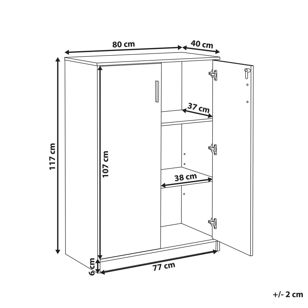 AKTENSCHRANK heller Holzfarbton/schwarz 117 cm 2 Türen Zehna - Hellbraun/Schwarz, Holzwerkstoff (80/117/40cm) - Beliani