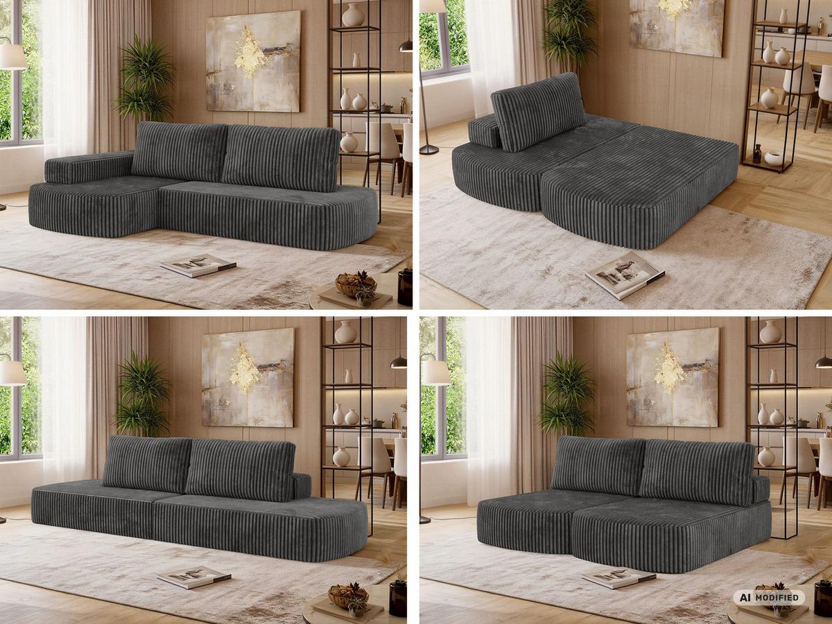 ECKSOFA LIRENA L Cord Grau - Links - Grau, Textil (160/260cm) - MKS