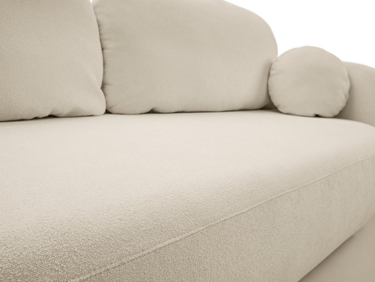 BETTSOFA AMICO Ecru Bucle-Stoff mit Schlaffunktion - Ecru, Holz (238/86.5/101cm) - MASSENO