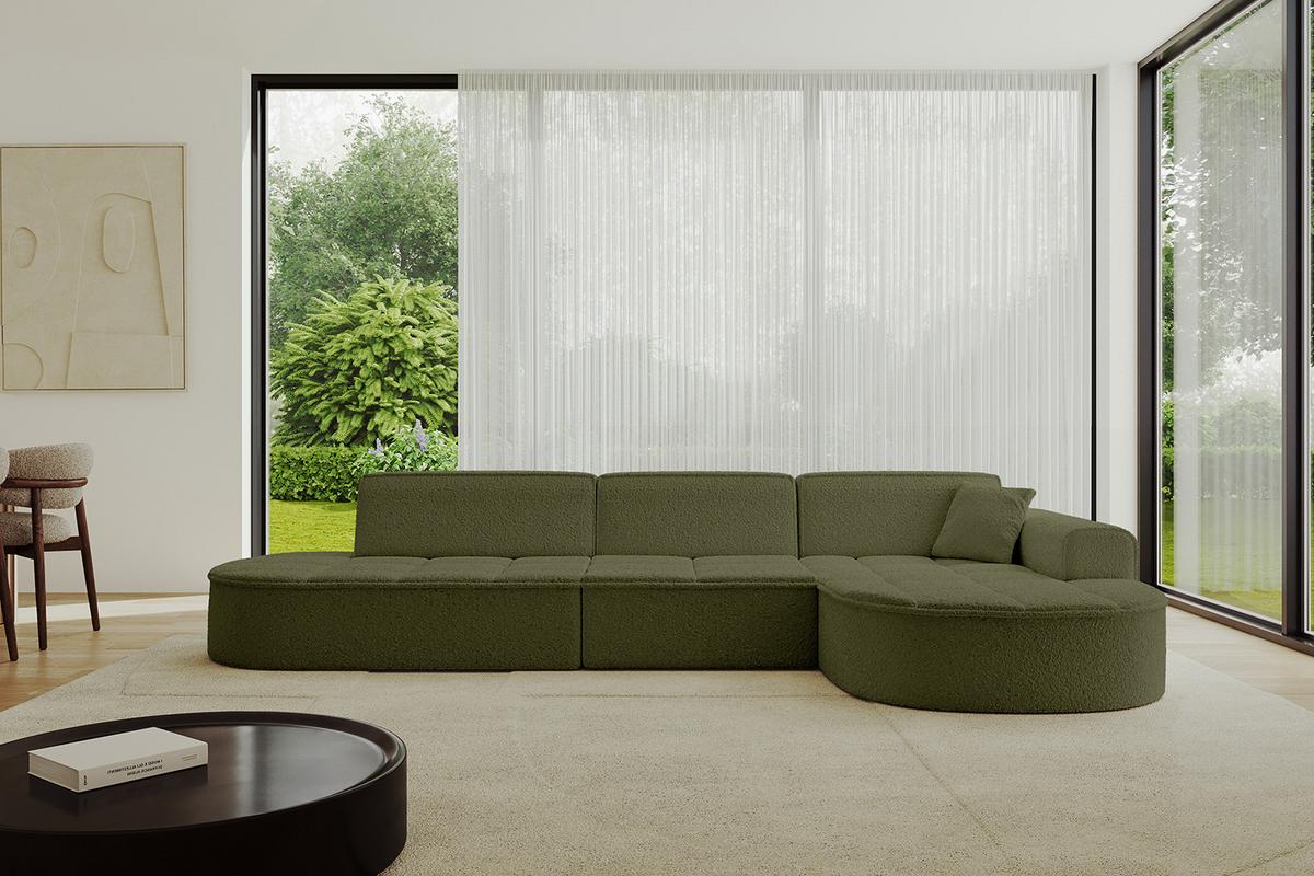 ECKSOFA Ottomane Rechts TARO-L2 - 328x171x79,5 cm Grün - Grün, Holzwerkstoff/Textil (328/171cm) - ALTDECOR