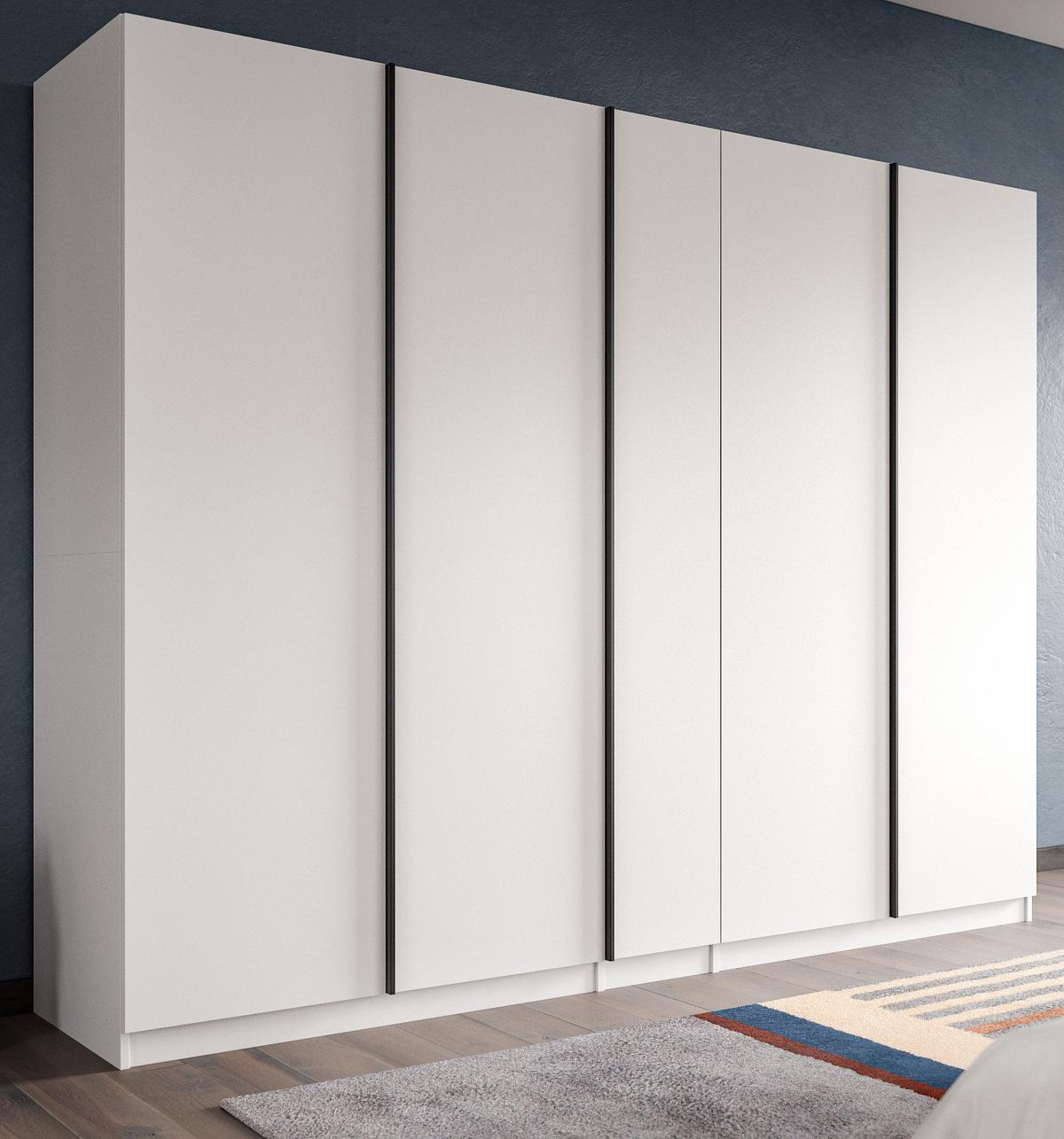 KLEIDERSCHRANK weiß 5-türig 230 x 183 cm, Drehtürenschrank mit viel Stauraum - Schwarz/Weiß, Holzwerkstoff/Kunststoff (230/183/53cm) - Inn.Furn