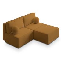 ECKSOFA VARNA P Gelb Kordstoff mit Schlaffunktion - Gelb/Grau, Holz/Kunststoff (196/158cm) - MASSENO