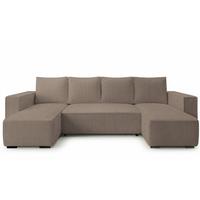 WOHNLANDSCHAFT CUDDY U mit Schlaffunktion und Bettkasten, Farbe: Braun, Cordstoff - Cappuccino, Textil (305/85/140cm) - Storez24