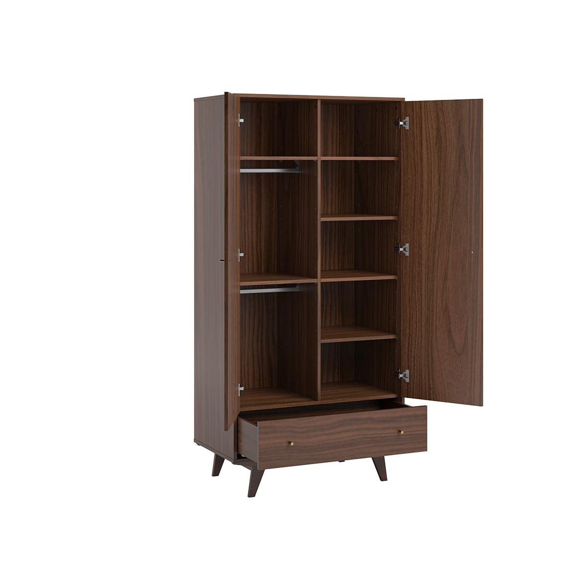 SCHRANK 2 Türen Mid Holz - Braun, Holzwerkstoff (90/185/50cm) - Petits-meubles