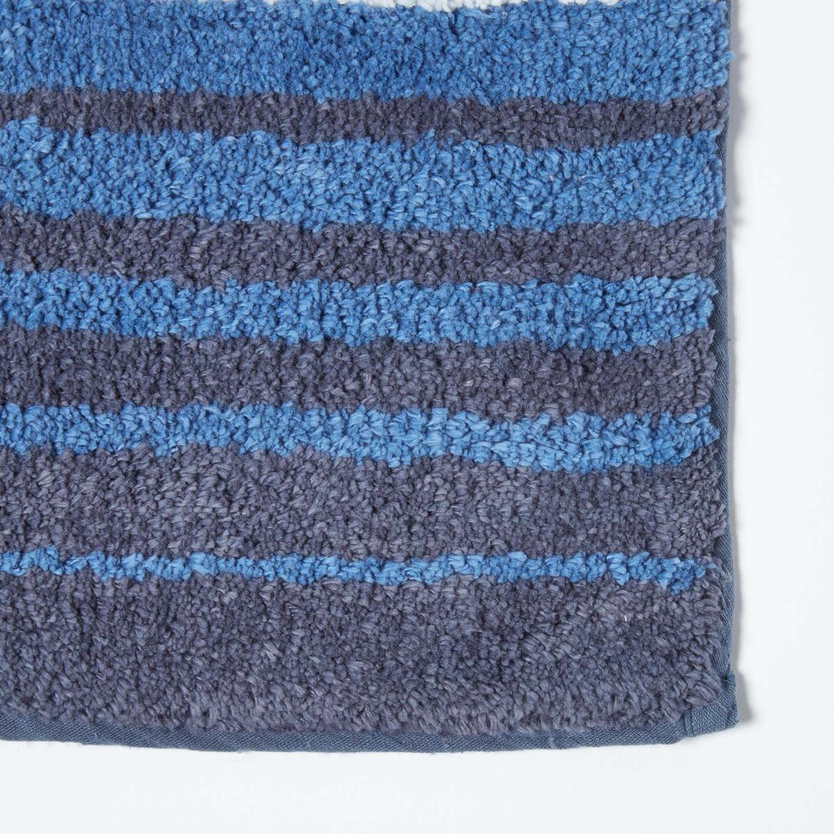BADEMATTE 50/80 cm gestreift, Baumwolle - Blau, Textil (50/80cm) - Homescapes