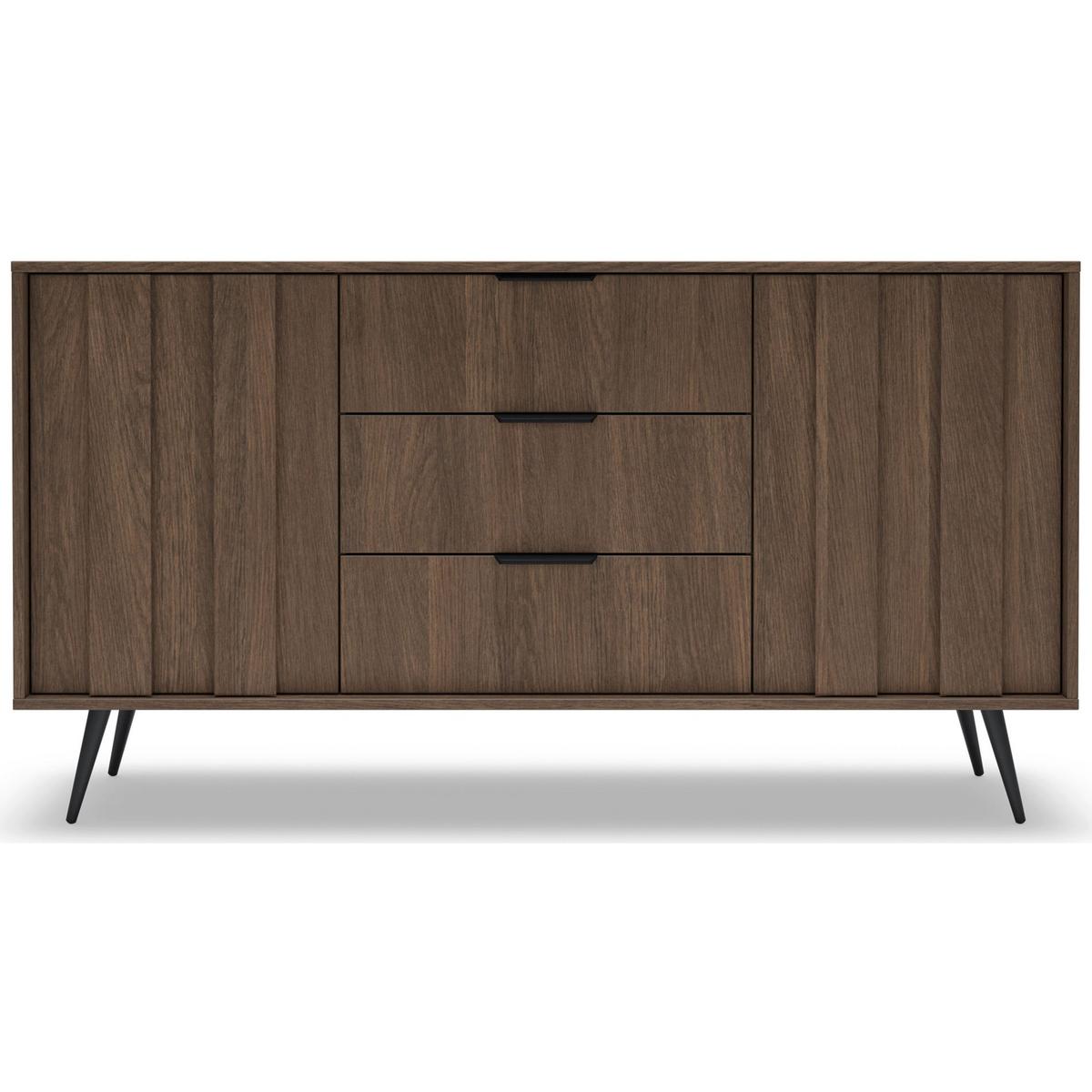 SIDEBOARD Amaro 153 cm - Eichefarben/Schwarz, Holzwerkstoff/Metall (153.5/82.6/40cm) - Selsey