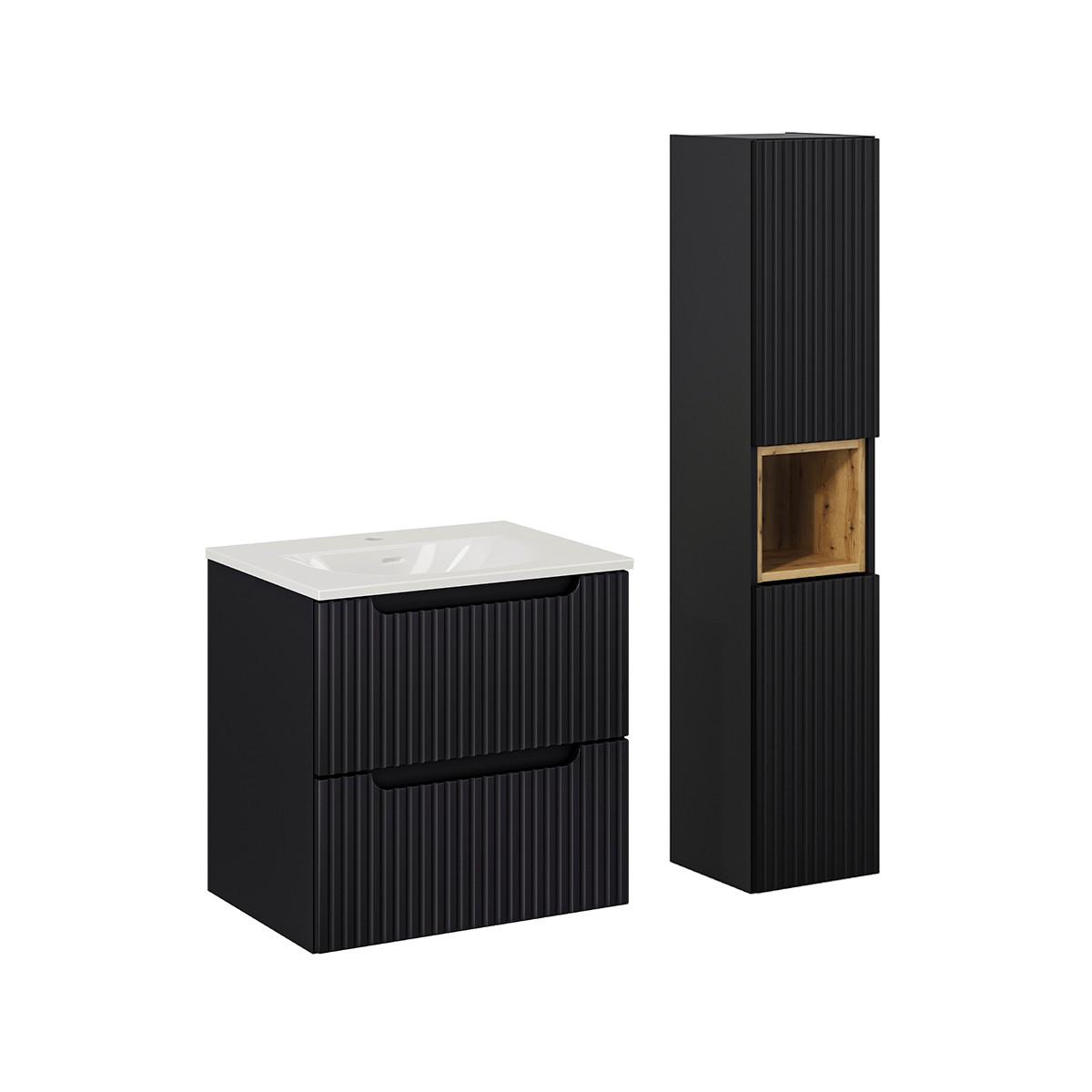 BADMÖBEL 60cm Riva 2er-Set Schwarz - Schwarz, Holzwerkstoff (60/57/40cm) - Petits-meubles