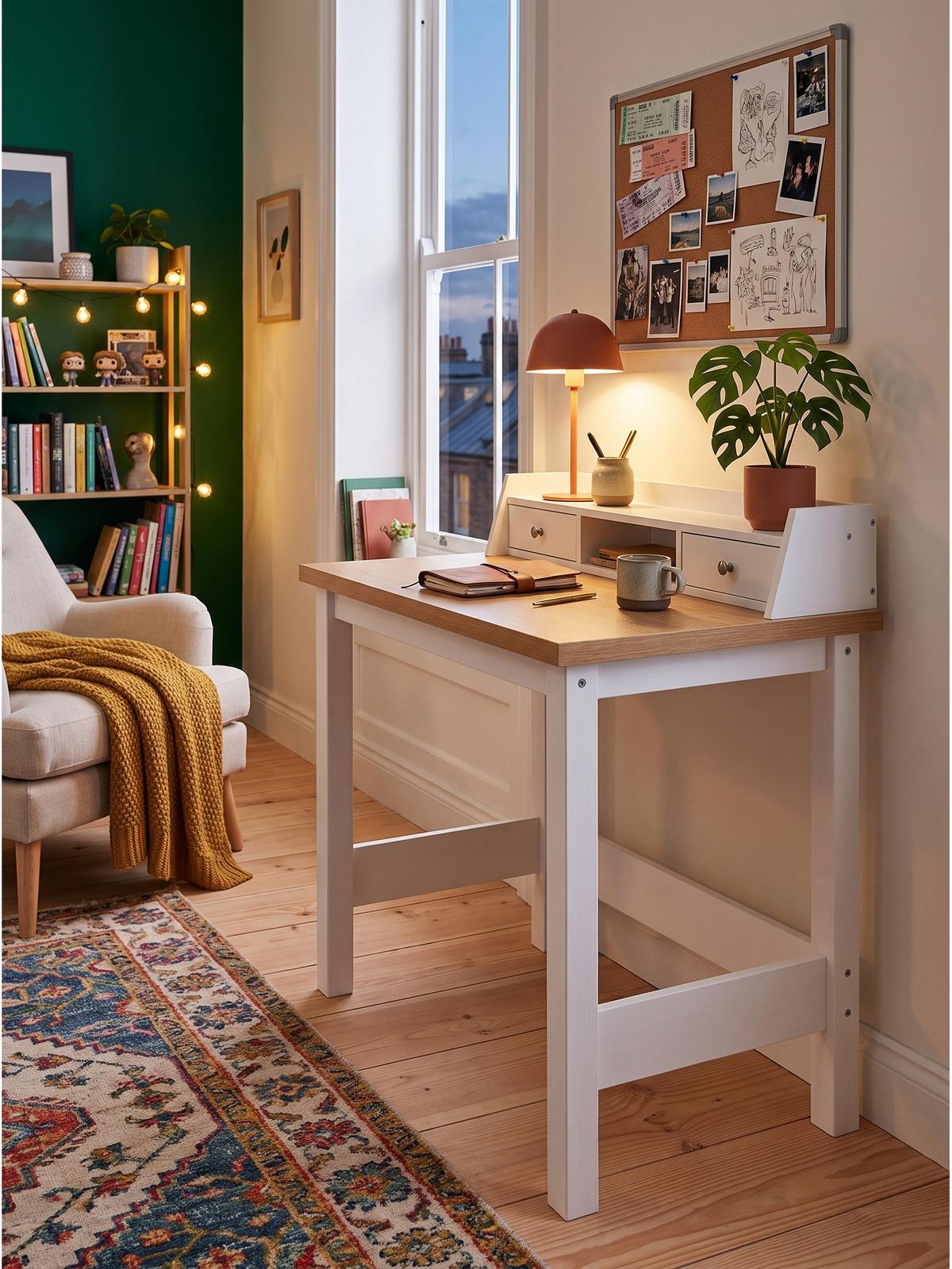 SCHREIBTISCH GENUA, MDF, Natur-Weiß, 106 x 53 x 90 cm - Weiß, Holzwerkstoff/Metall (53/106/90cm) - KADIMA DESIGN