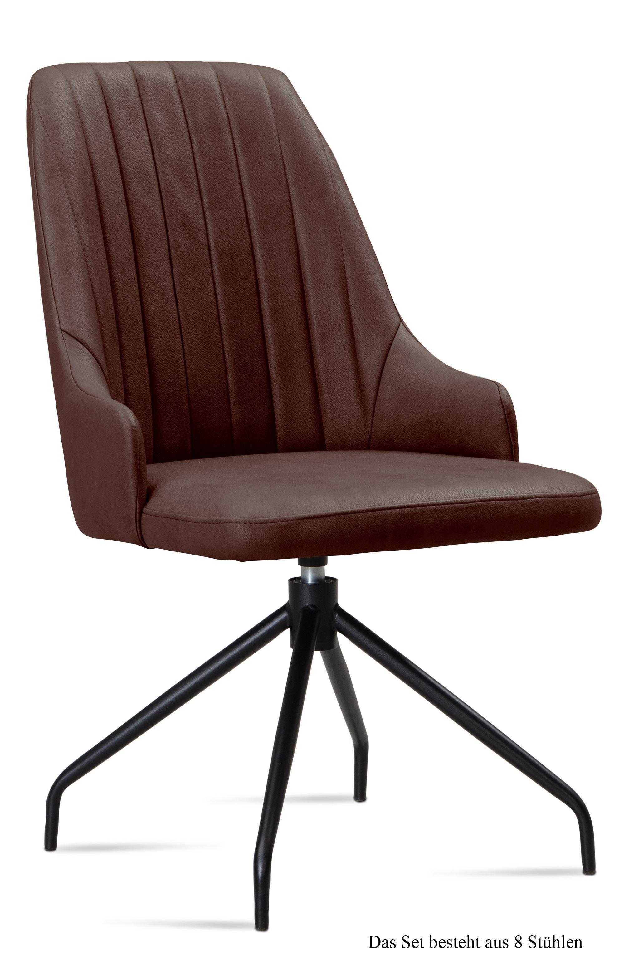 ESSZIMMERSTUHL drehbar (8er-Set) Doreen 52x91x60 Schwarz/Braun - Schwarz/Braun, Kunststoff (60/91/52cm) - 58aufmkessel