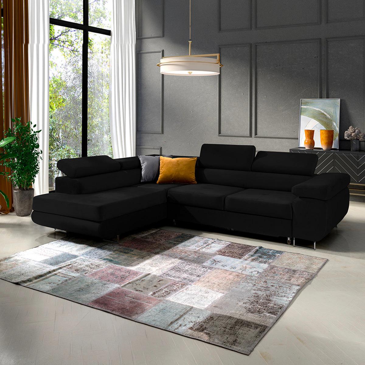 ECKSOFA Wilson 4 Sitzplätze Schwarz - Schwarz, Holzwerkstoff (271/201cm) - Petits-meubles