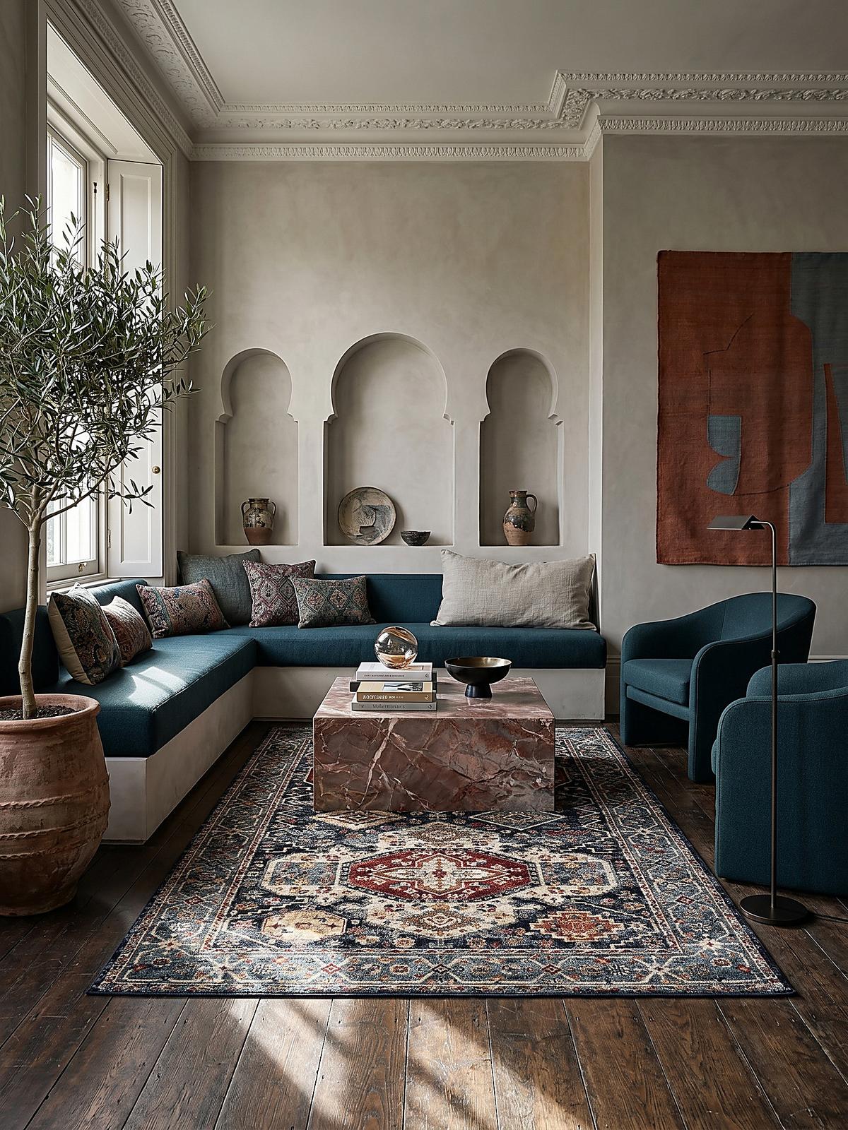KURZFLORTEPPICH GLAZERT, geometrisch, Blau, 160 x 230 cm - Blau, Textil (230/160cm) - KADIMA DESIGN