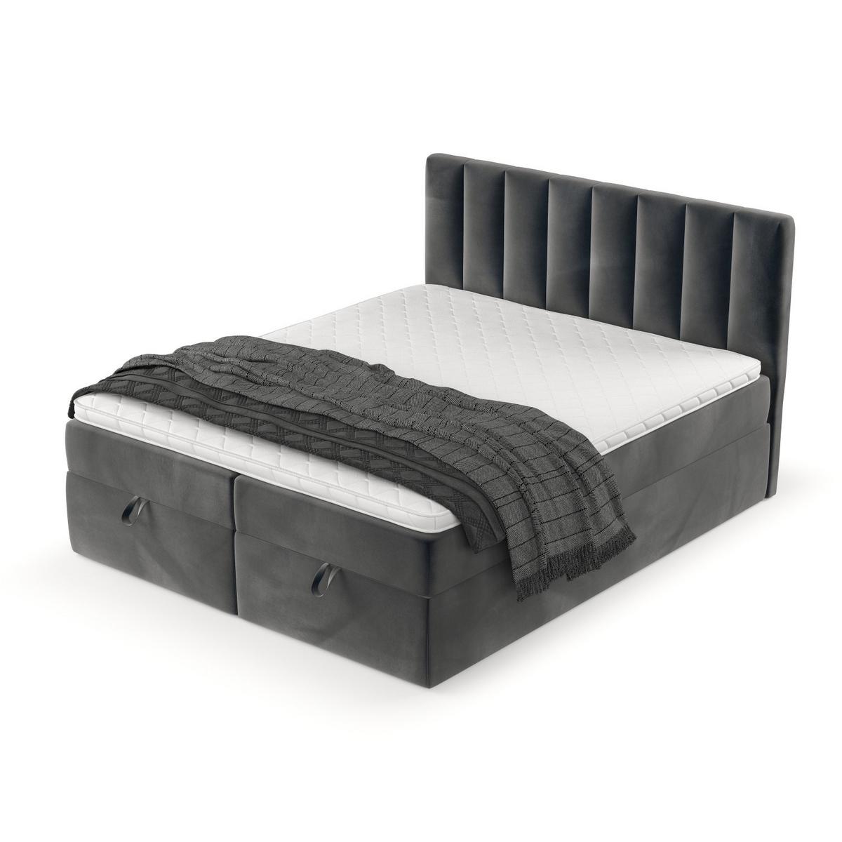 BOXBETT Lusso 140/200 cm Anthrazit im Paros Stoff - Anthrazit/Schwarz, Holz/Holzwerkstoff (140/200cm) - AltaBeds