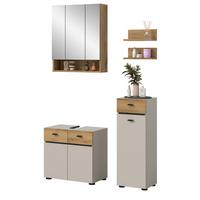 BADMÖBEL-SET Kaschmir, Evoke Eiche 5-teilig 107 cm, Komplettset in modernem Design - Kaschmir/Eichefarben, Glas/Holzwerkstoff (107/191/35cm) - Inn.Furn