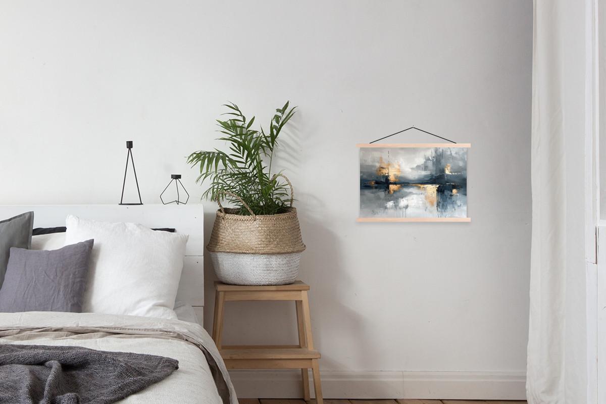 POSTER MIT MAGNETLEISTEN Kunst - Grau - Gold - Abstrakt Wandbilder 60x40 cm - Dunkelgrau, Textil (60/40/0.15cm) - MuchoWow