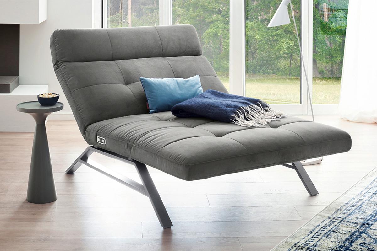 LIEGE MIT MOTORISCHER RELAXFUNKTION AMERIVA Silber Velvet Relaxfunktion - Silberfarben, Textil (120/110/158cm) - KAWOLA