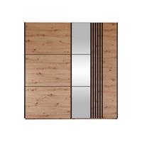 SCHIEBETÜRENSCHRANK Sinatra 203 - Schwarz/Eiche Artisan, Holzwerkstoff/Metall (203/215/65cm) - MIRJAN24