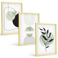 BILDER SET 3er Set - 40x60 cm Goldrahmen - Abstrakte Pflanzenformen - Goldfarben, Kunststoff (40/60cm) - TULUP