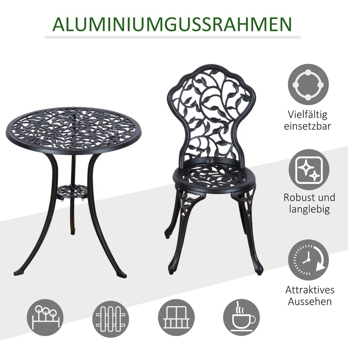 BISTROSET, Aluminiumguss, Schwarz - Schwarz, Metall - Outsunny
