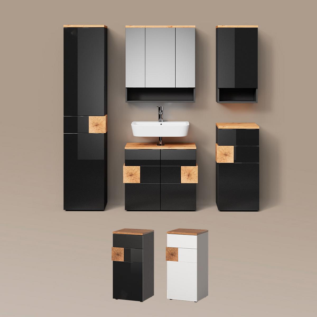 BADSPIEGELSCHRANK Tanaro Weiß 70 x 77.5 cm mit 3 Türen - Weiß, Holzwerkstoff (70/77.5/21.7cm) - Livinity®