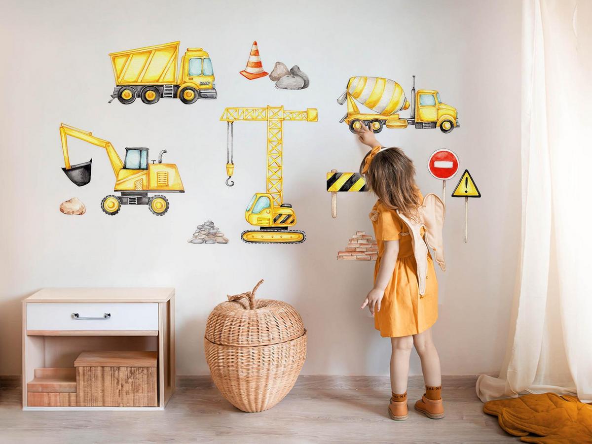 WANDAUFKLEBER 130x176cm - Arbeitsfahrzeuge und Maschinen - Multicolor, Kunststoff (130/176/0.1cm) - Wallfluent