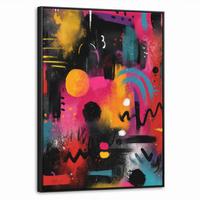 LEINWAND Bilder mit Rahmen - Farbflächen - Formen - Bunt - Abstrakt - 60x80 - Pink, Textil (60/80cm) - MuchoWow