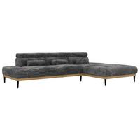 ECKSOFA PAVERO L - Grau Cord - Rechts Seite - Schwarz/Grau, Textil/Metall (316/205cm) - MKS