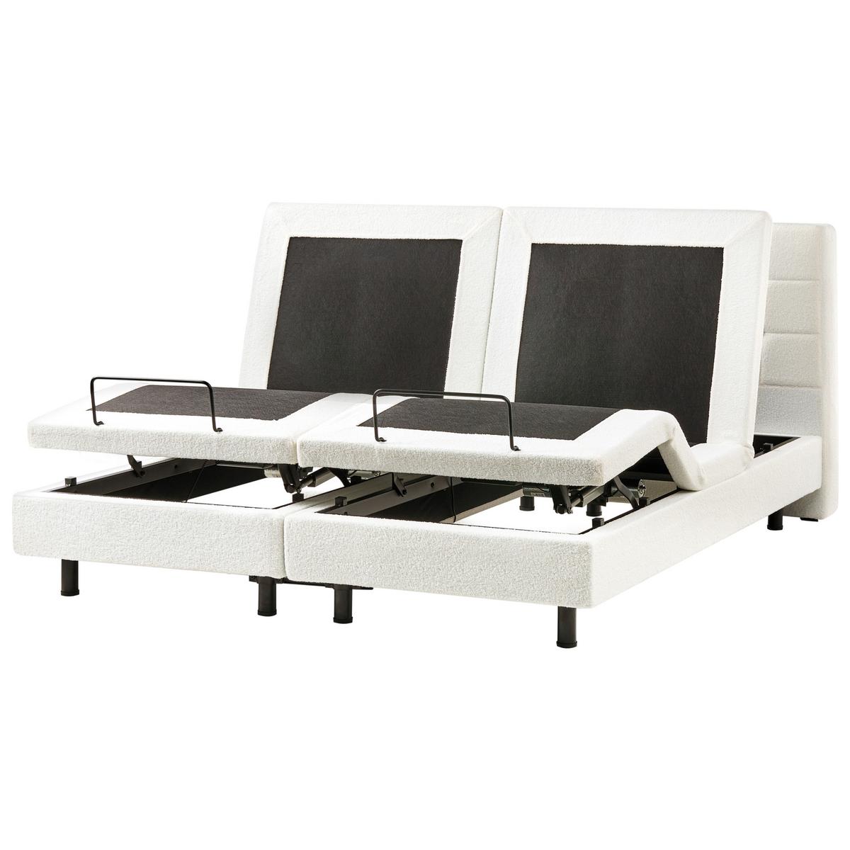 BETT verstellbar 180/200 cm Bouclé Cremeweiß Duke - Creme, Textil (180/200cm) - Beliani