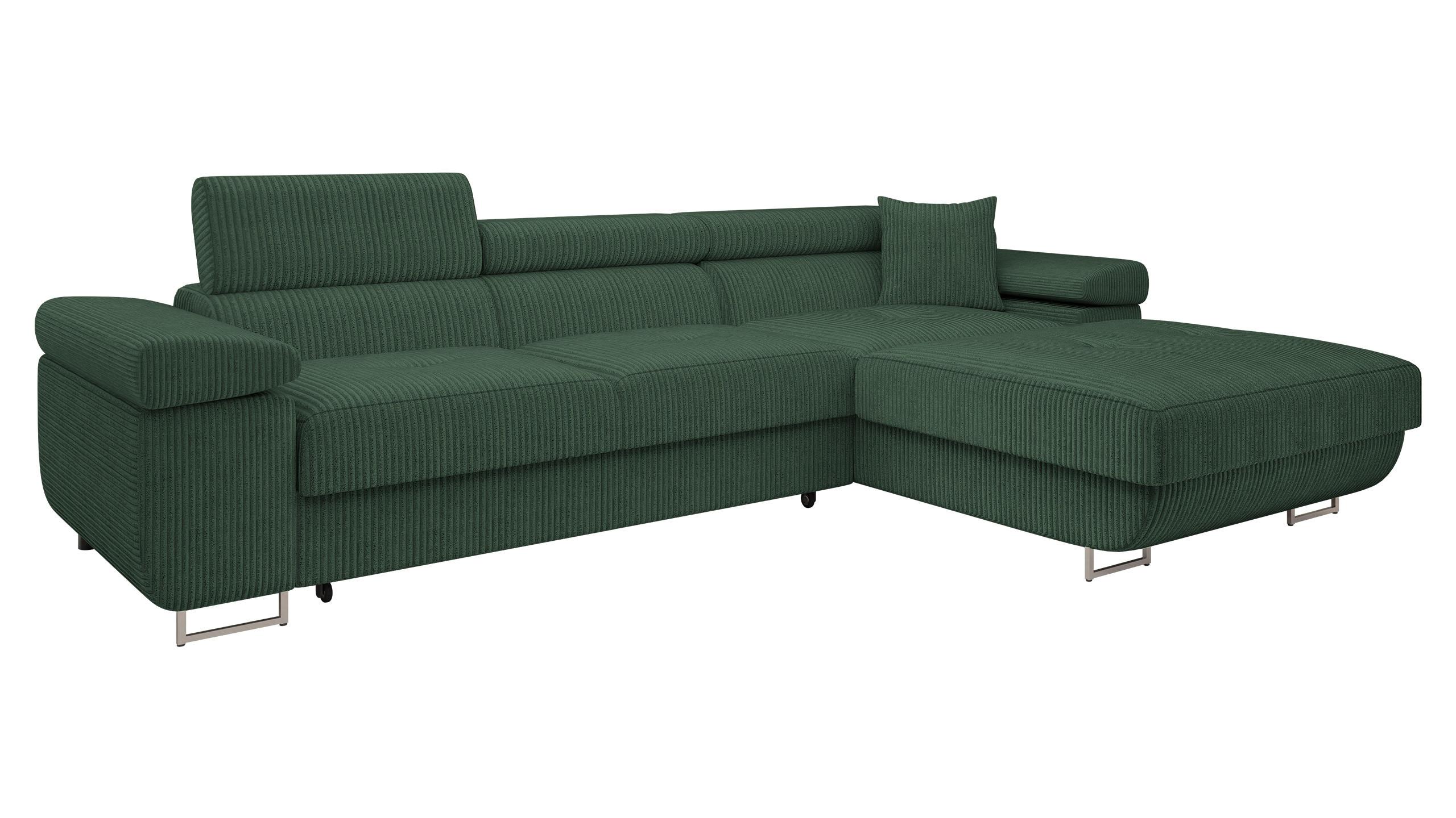 ECKSOFA Torezio Mini Cord, Seite: Rechts - Grün, Holz/Textil (170/280cm) - MIRJAN24